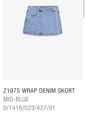 Zara Jean Denim Skort with Wrap medium Blue XS